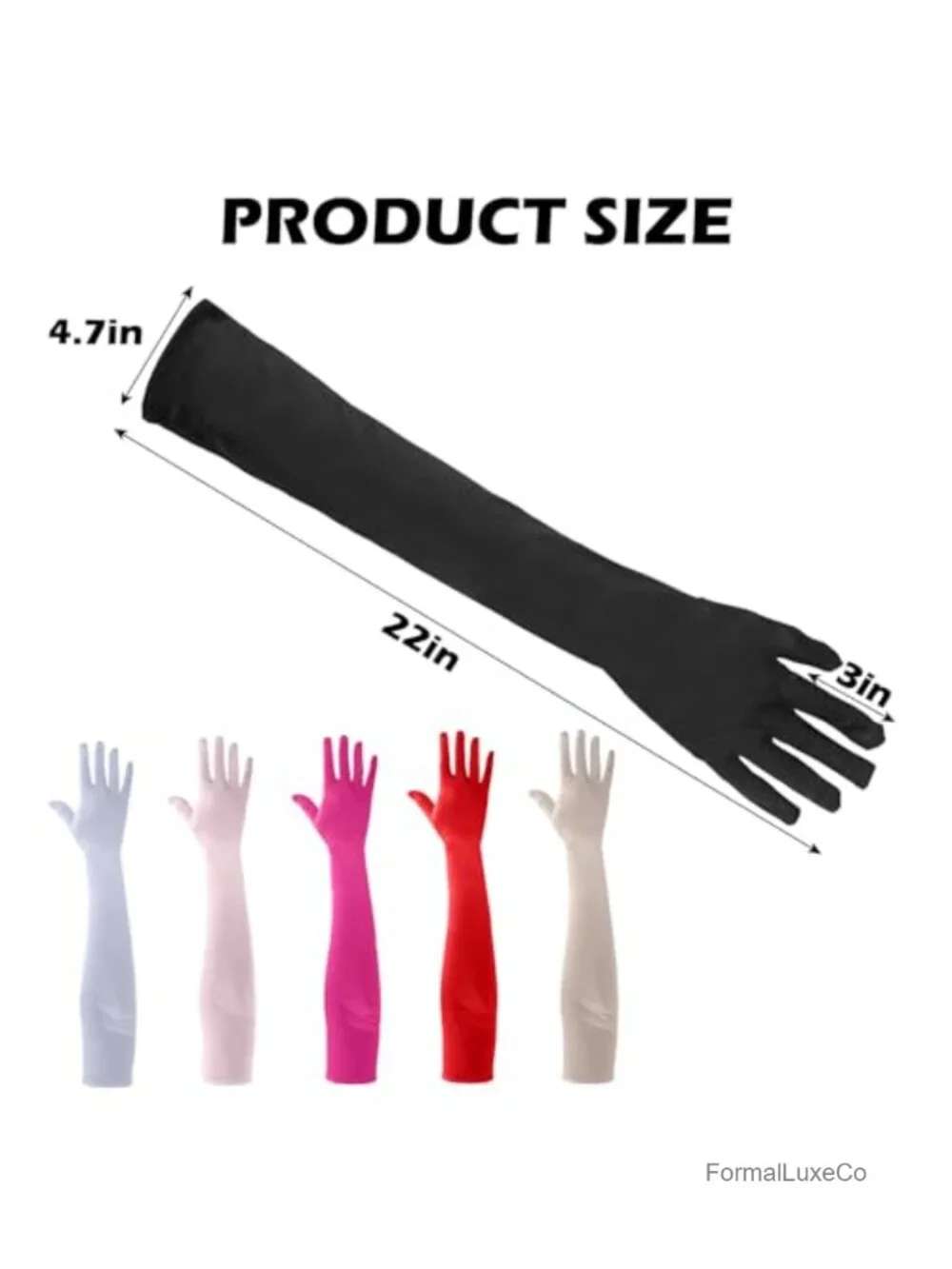 Long Opera Party Gloves Women 1920s Satin Stretchy Elbow Length 22